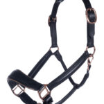 HKM Leather head collar -Rosegold