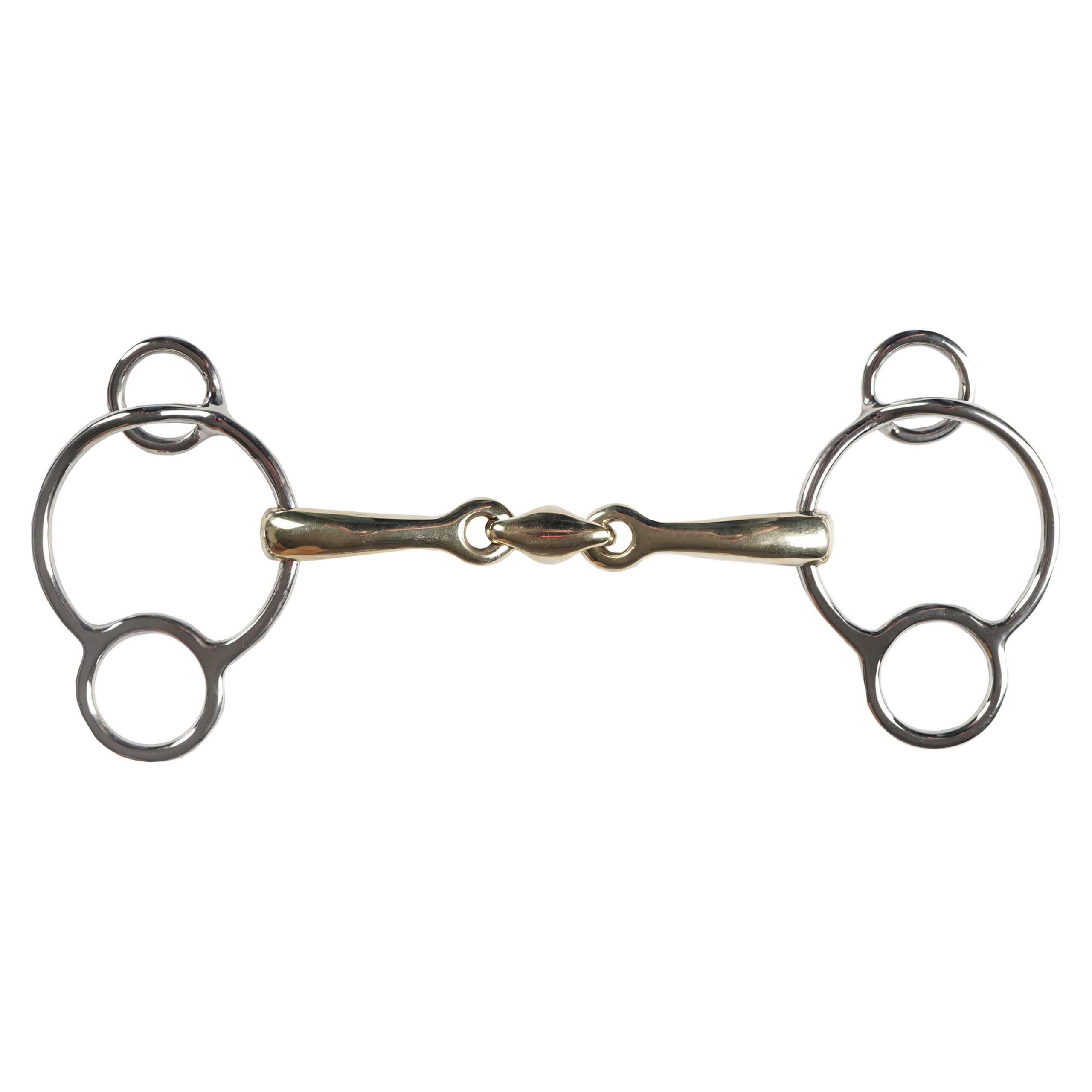 HORKA Pessoa snaffle double JOINTED GOLD BRASS 16MM