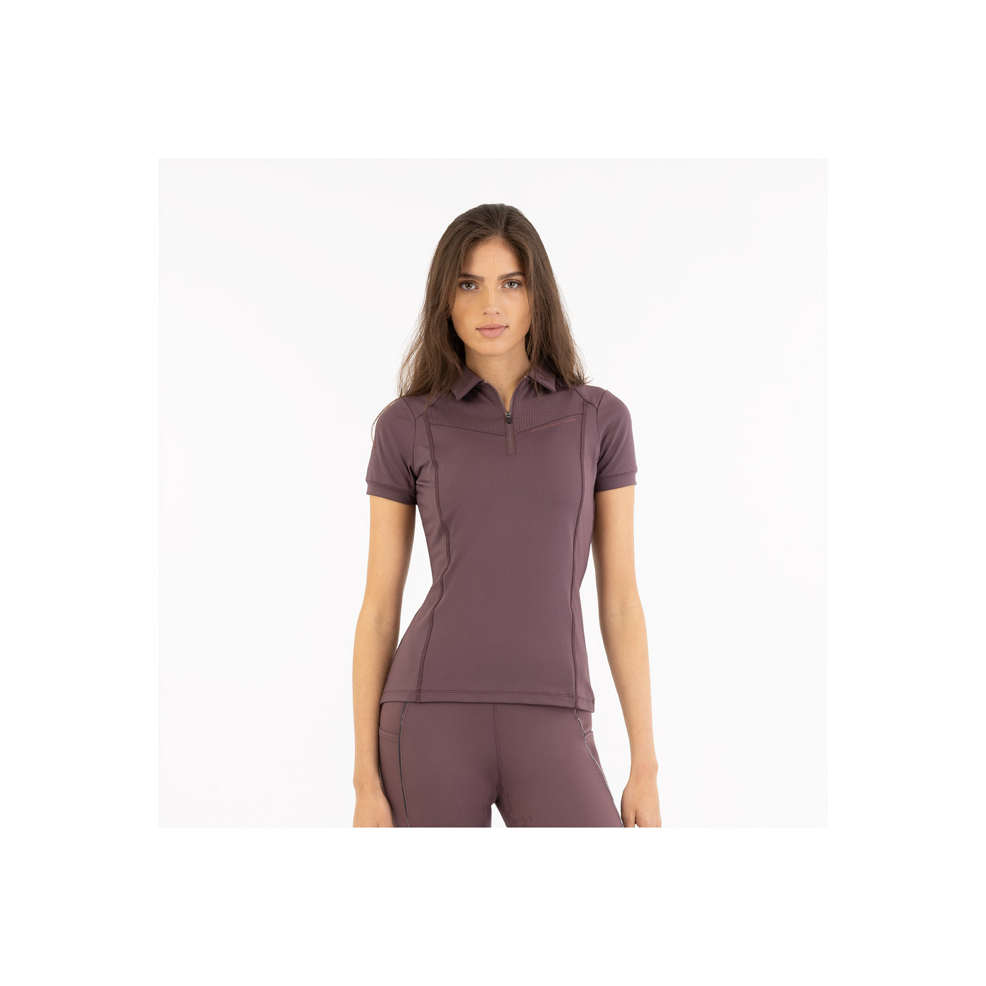 BR Zip-Up Shortsleeve Polo Inne Ladies