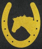 HKM Iron On Motive Horseshoe with Horse
