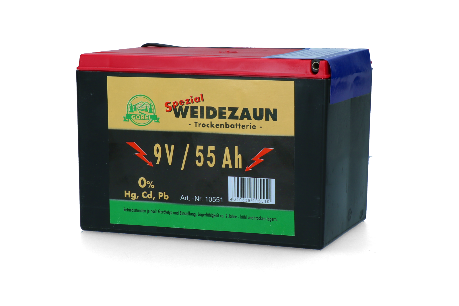 Battery Dry 9V/55Ah (H11.5 x L16.5 x W11.2 cm) 55 Ah