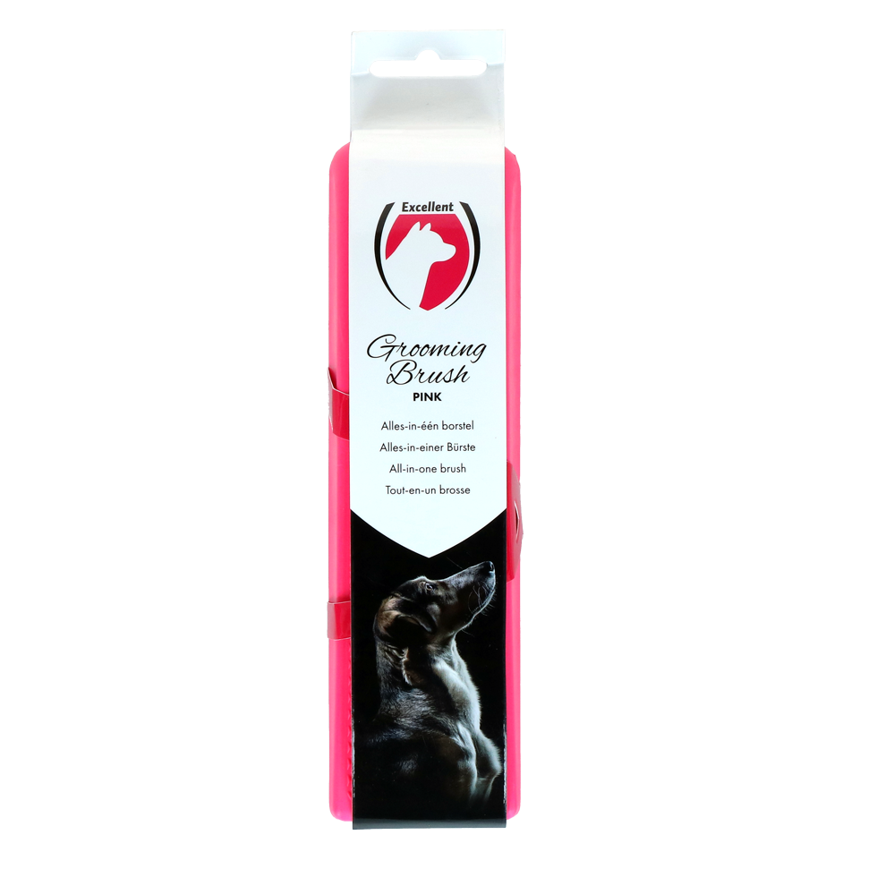 BORS0004L Excellent Pets Grooming Brush Medium Pink - Image 1