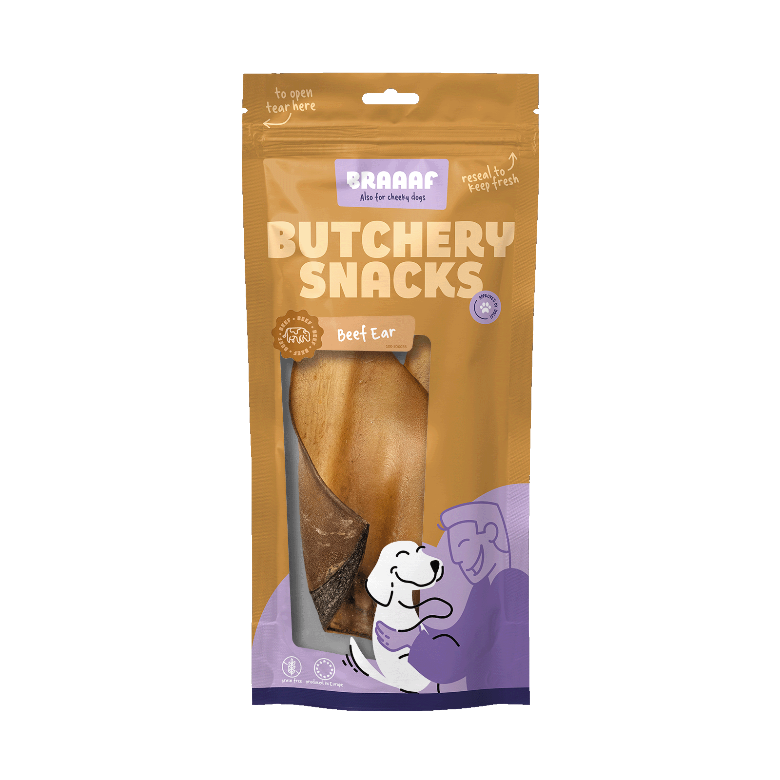 BRAA300035 Braaaf Butchery Snacks Beef Ear 2 pcs - Image 1