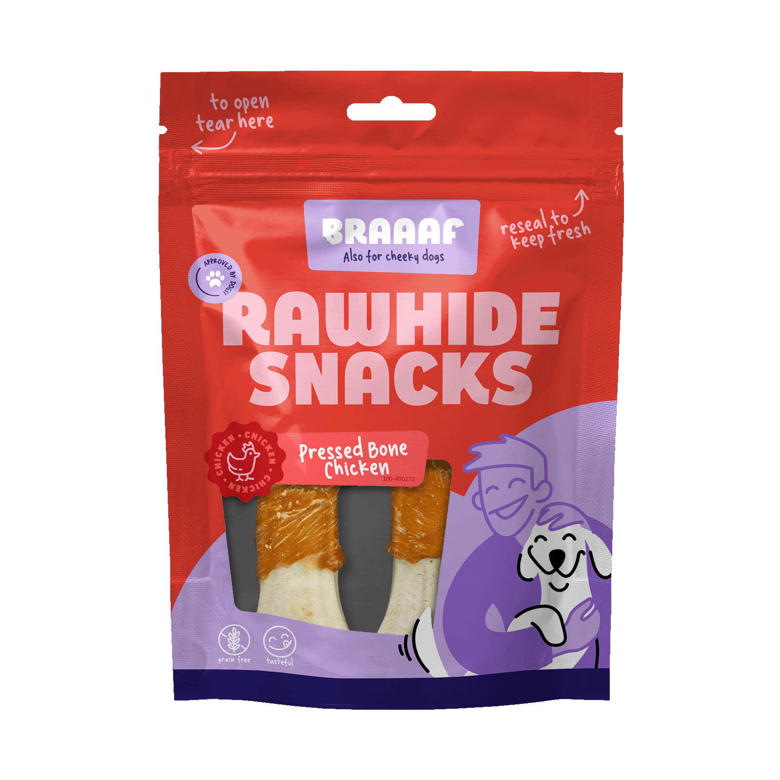 BRAA400272 Braaaf Rawhide Pressed Bone Chicken - 12.5 cm - Image 1