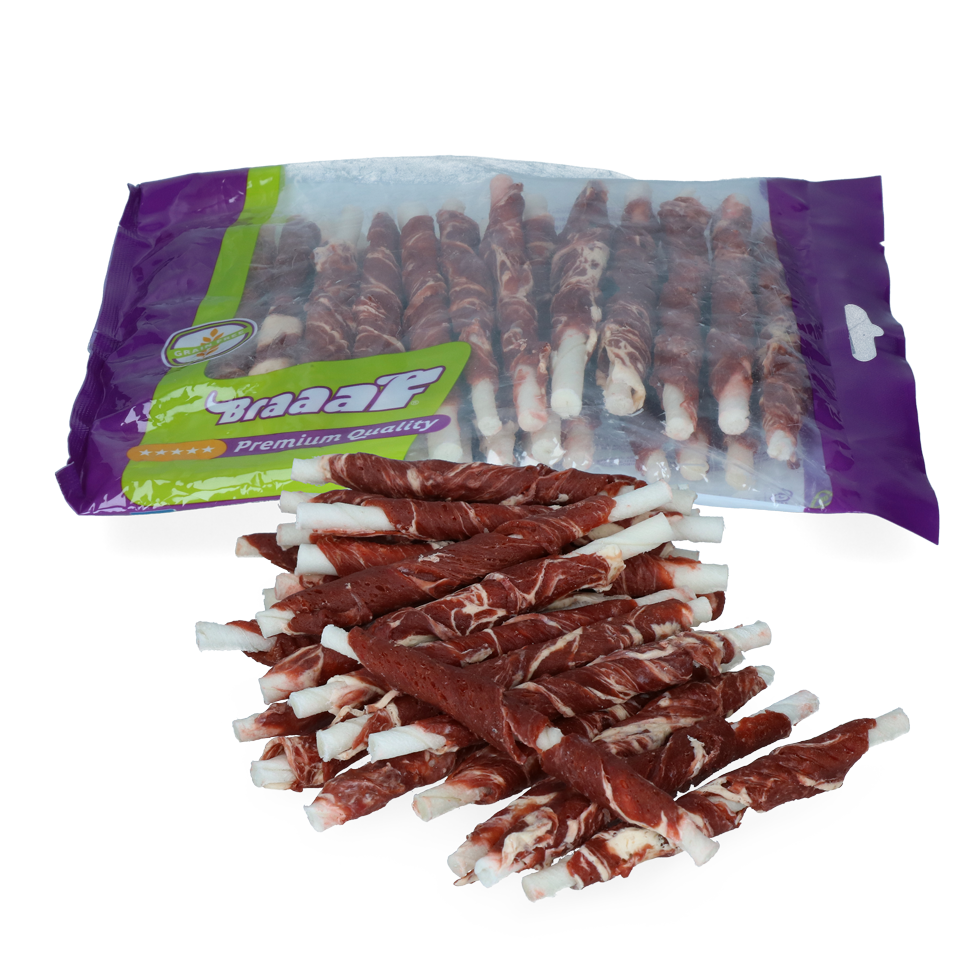 Braaaf Rawhide Roll Sticks Beef & Fish - 25 pcs