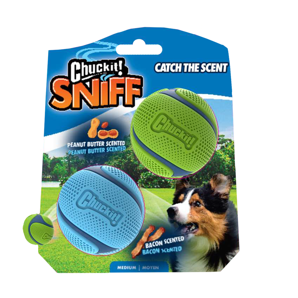 Chuckit! Sniff Fetch Ball Bacon & Peanut Butter M 2-pack