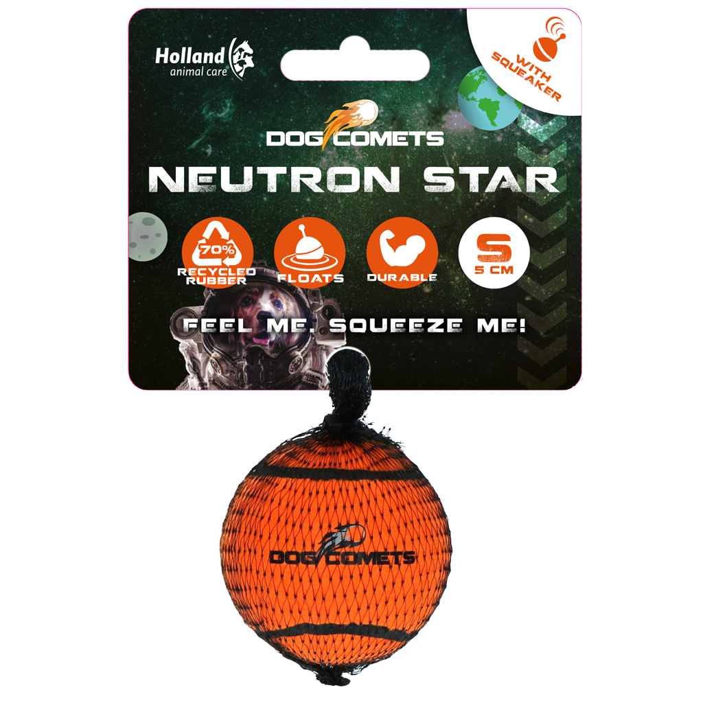 Dog Comets Neutron Star Tennis Ball With Squeaker S Orange