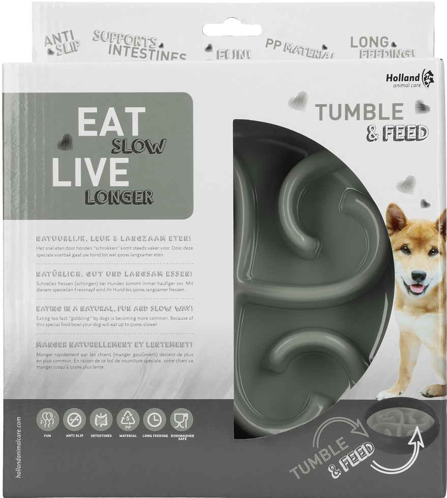 EATS013F Eat Slow Live Longer Tumble Feeder Grey - Image 1