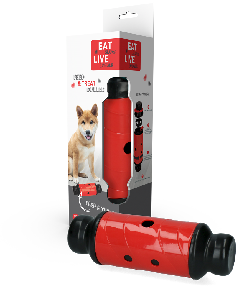 Eat Slow Live Longer Feed & Treat Roller Red L