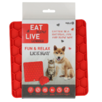 Eat Slow Live Longer Lick Mat Honeycomb Red