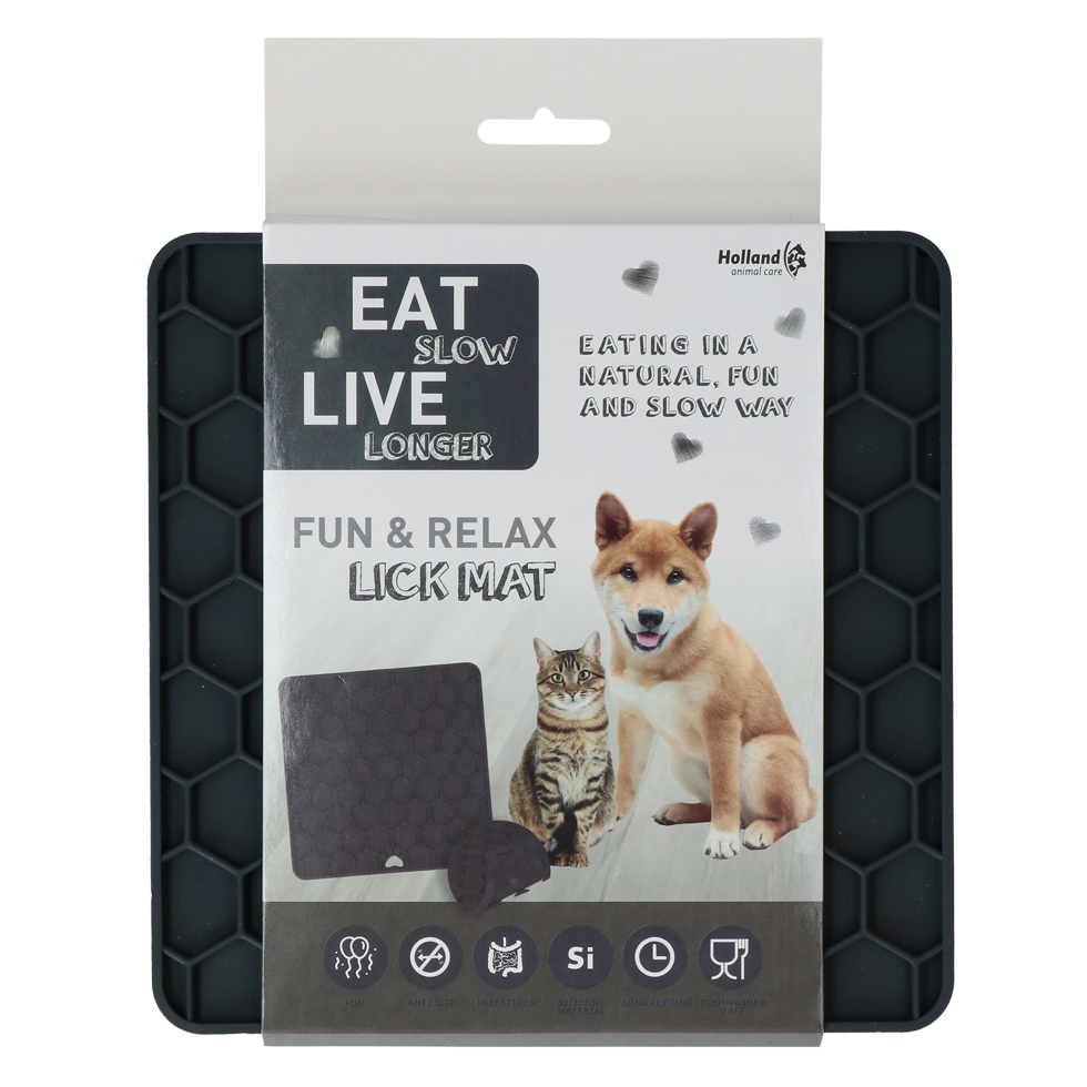 EATS060D Eat Slow Live Longer Lick Mat Honeycomb Grey - Image 1