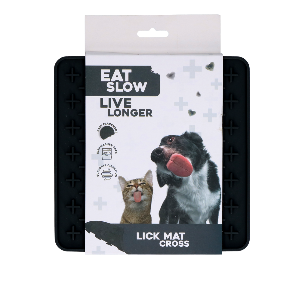 Eat Slow Live Longer Lick Mat Cross Grey