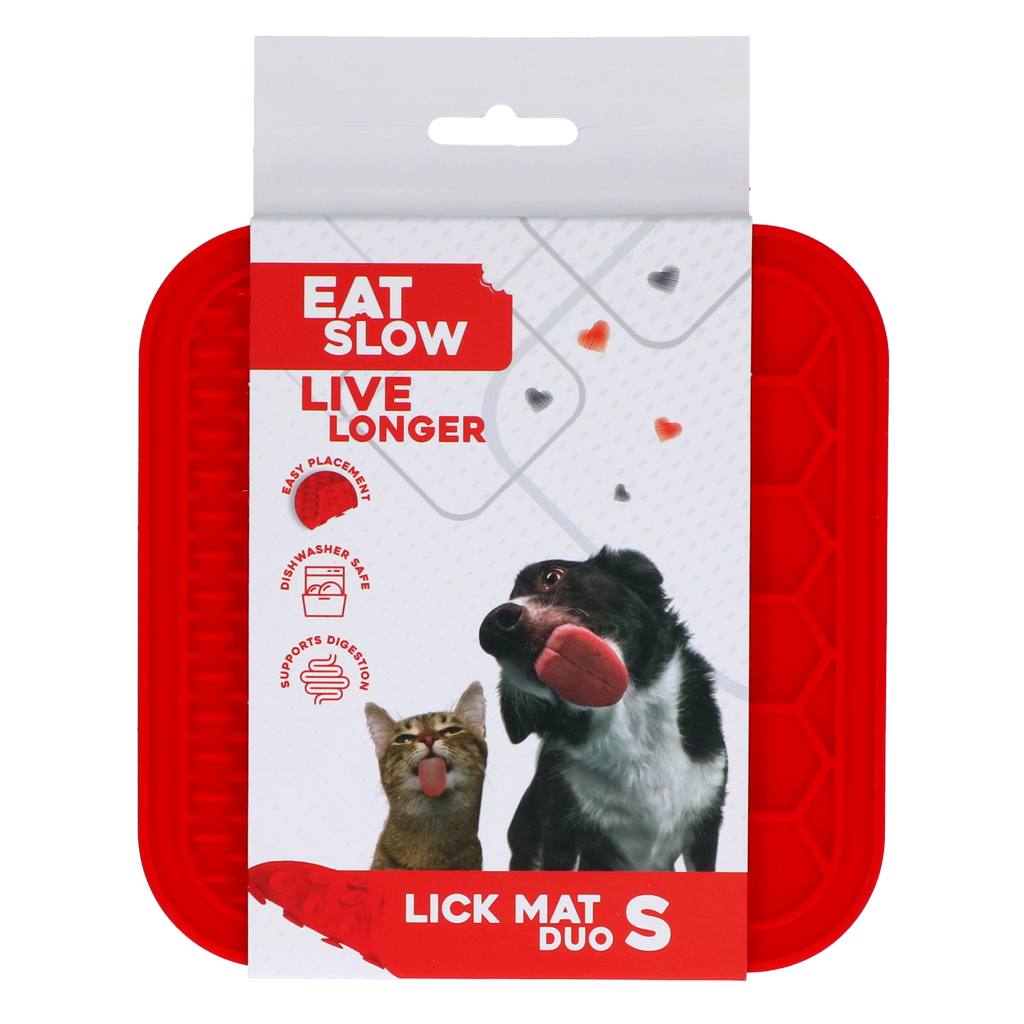 EATS062A Eat Slow Live Longer Lick Mat Duo S Red - Image 1