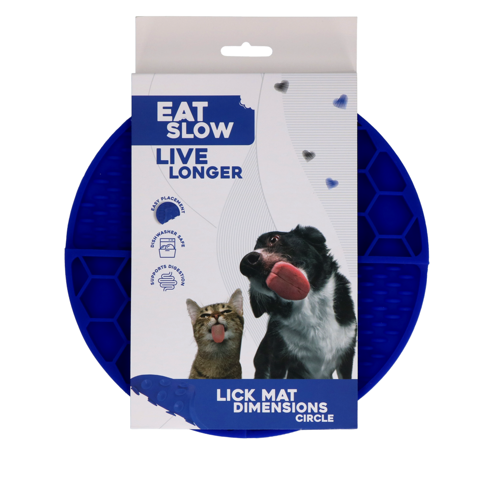 Eat Slow Live Longer Lick Mat Dimensions Circle Blue