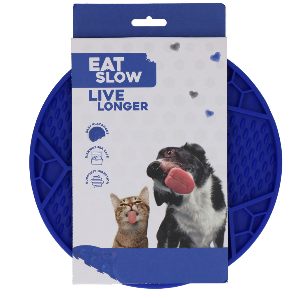 EATS067A Eat Slow Live Longer Lick Mat Soccer Ball Blue - Image 1