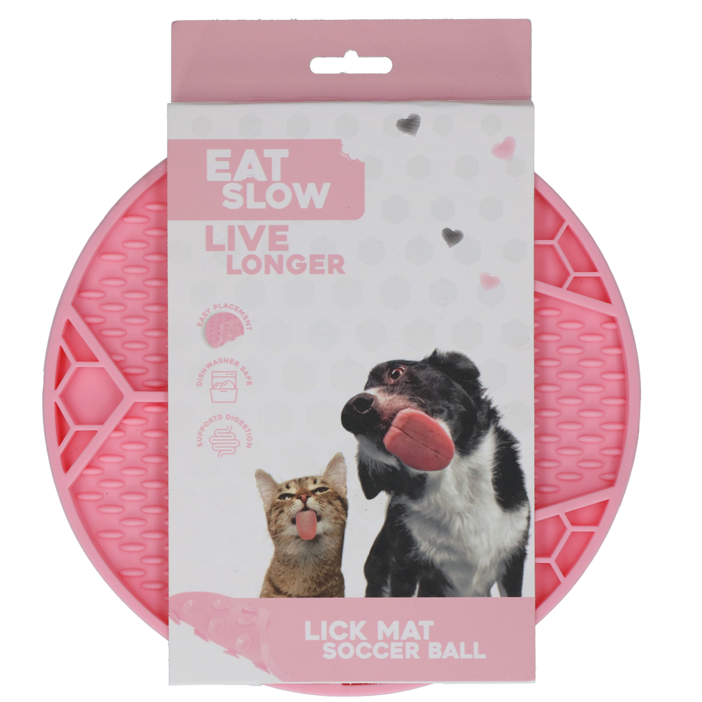 Eat Slow Live Longer Lick Mat Soccer Ball Pink