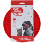 Eat Slow Live Longer Lick Mat Soccer Ball Red