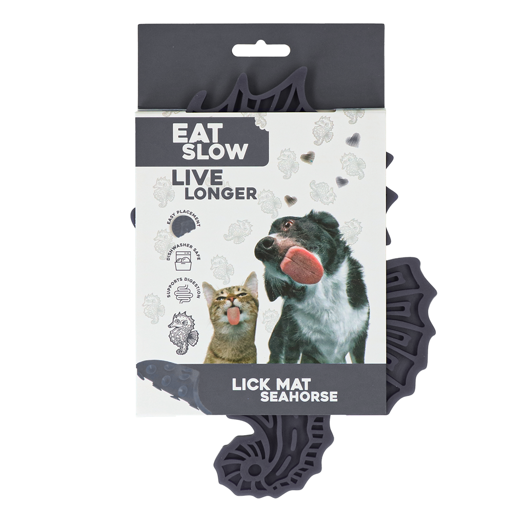 Eat Slow Live Longer Lick Mat Seahorse Grey