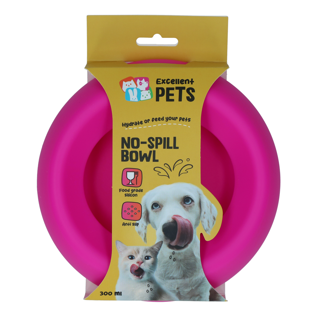 Excellent Pets No-Spill Bowl 300ml Pink S