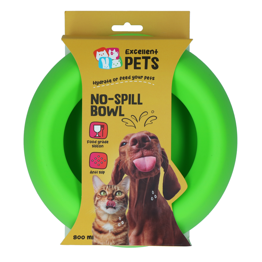 EXCE7053E Excellent Pets No-Spill Bowl 800ml Green M - Image 1