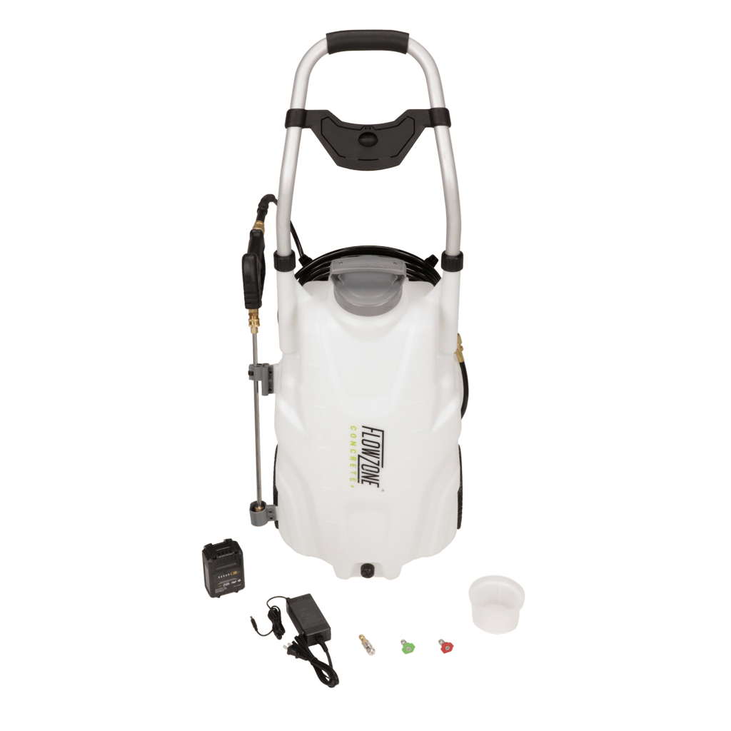 FlowZone Concrete Trolley Pressure Sprayer Battery 34 l