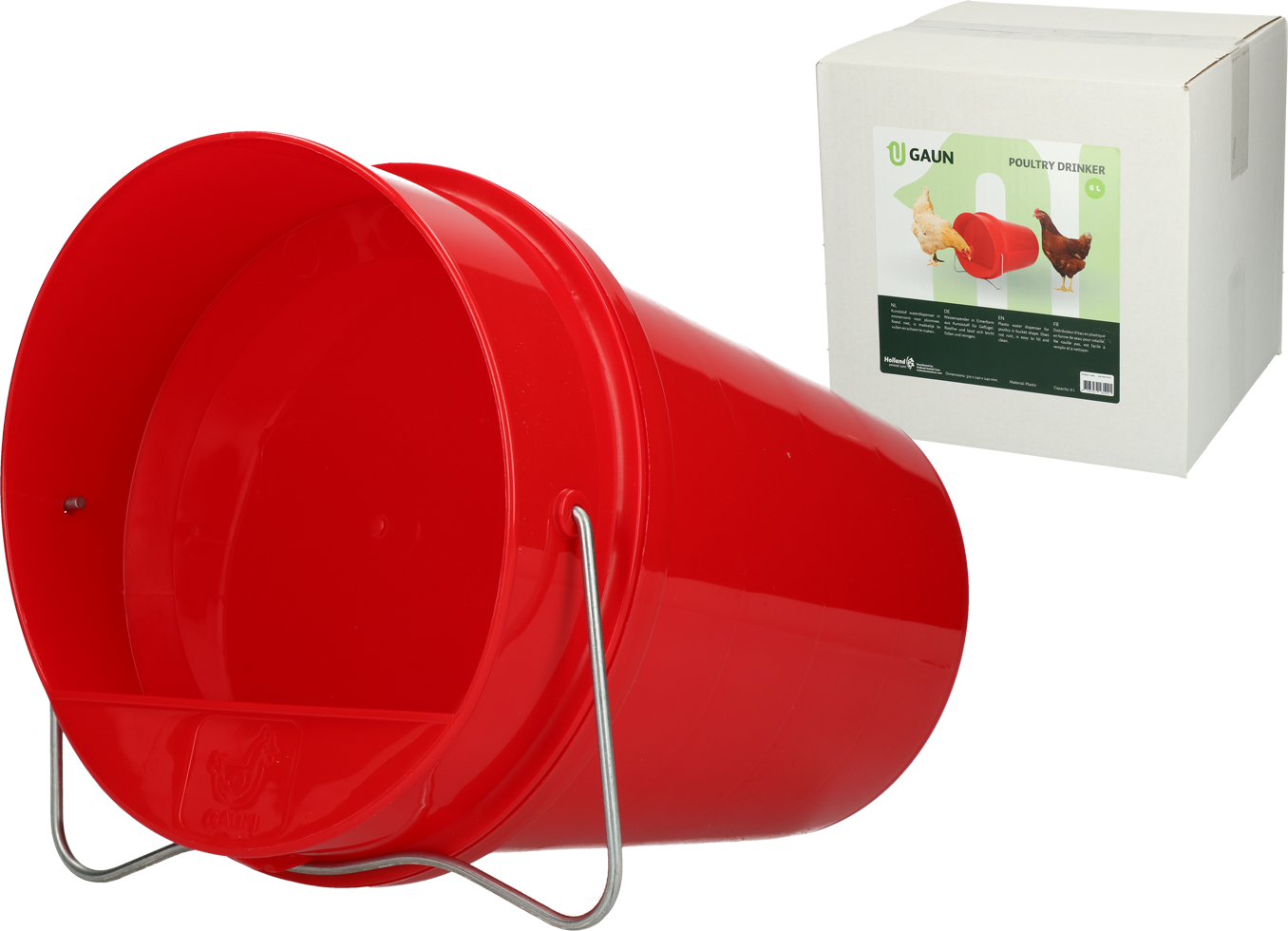 Gaun Poultry Plastic Drinking Bucket 6 l Red