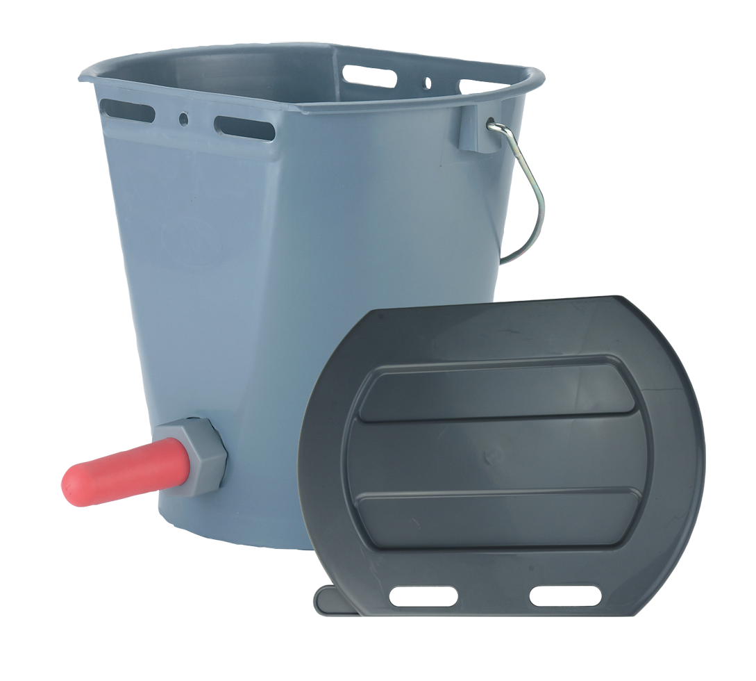 Calf bucket plastic + Teat 2-sided Flat