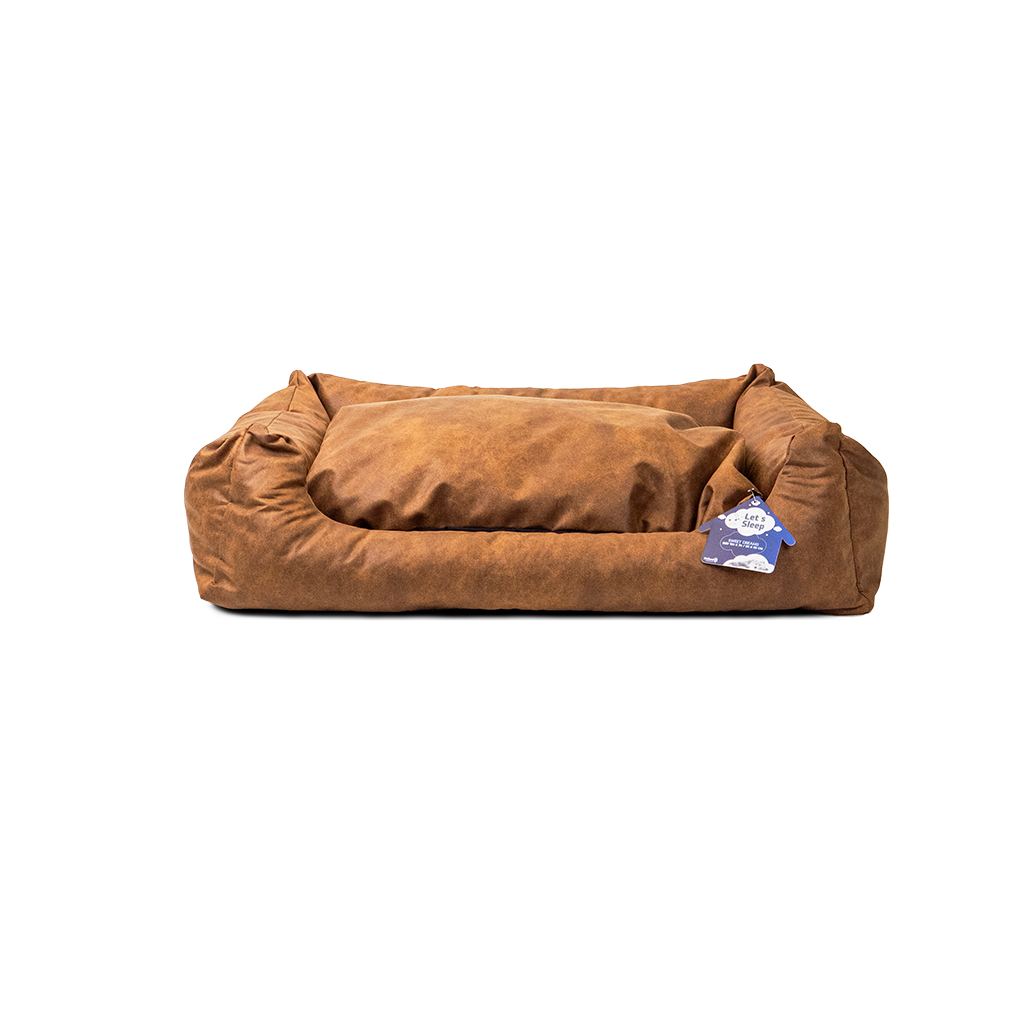 Let's Sleep Sweet Dreams Dog Basket w/ Cushion XL Cognac