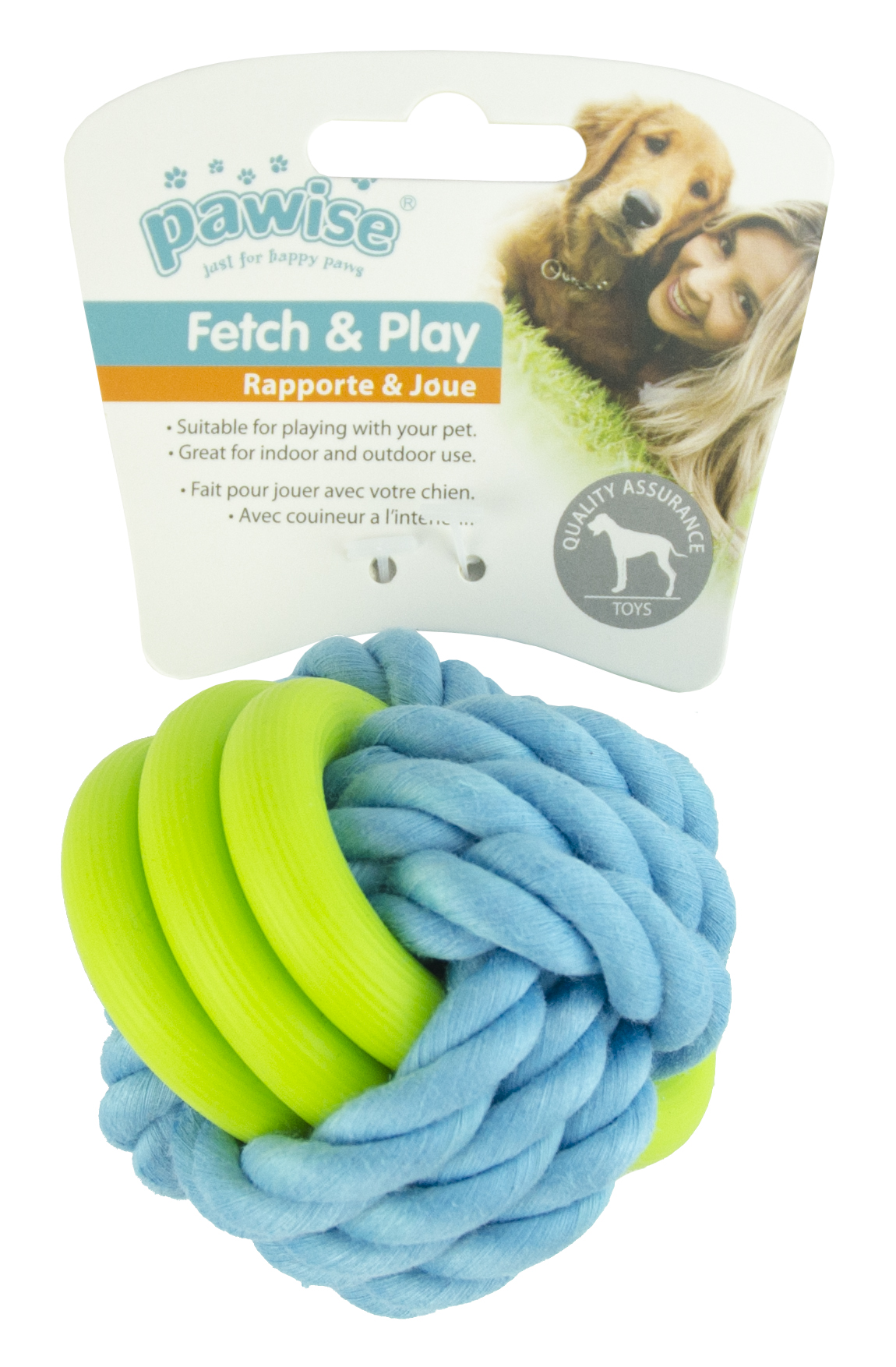 Pawise Fetch & Play Twin Rope Ball