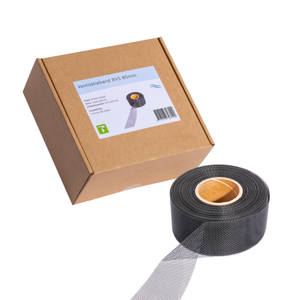 VENT0114 Ventilation Band Stainless Steel Black 30 m x 8 cm - Image 1