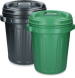 Storage Bucket with lid Black 40 litres Green