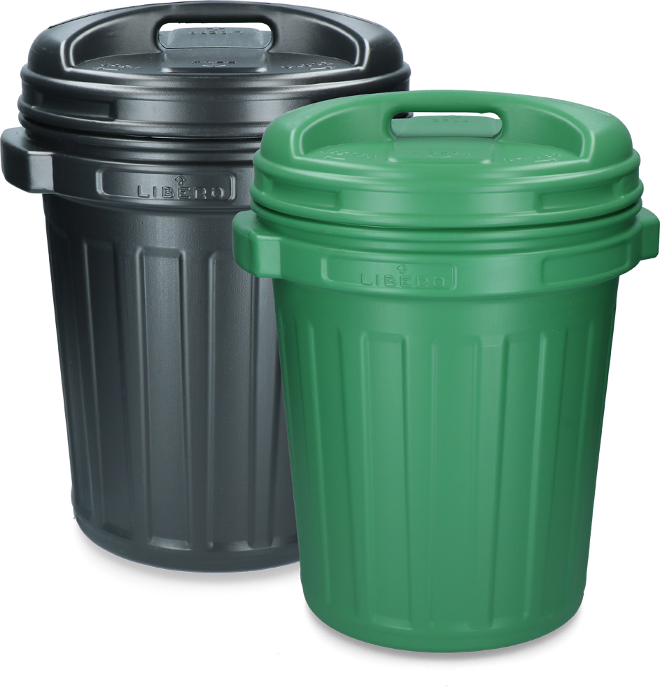 Storage Bucket with lid Black 40 litres Green