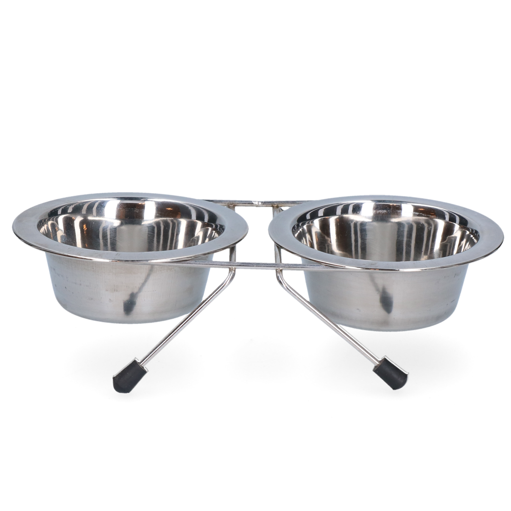 Food and drinking bowl stainless steel with stand Ø 11 cm (200 ml)