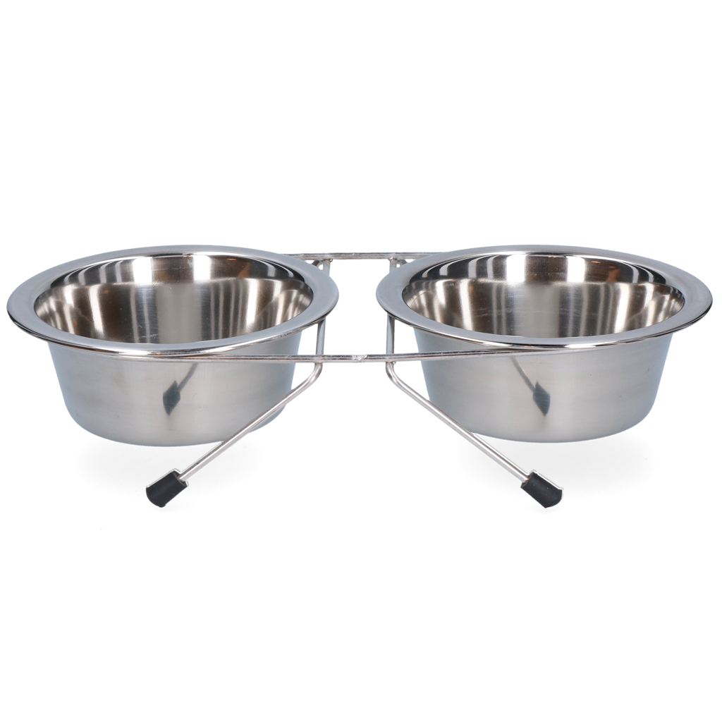 Food and drinking bowl stainless steel with stand Ø 13 cm (350 ml)