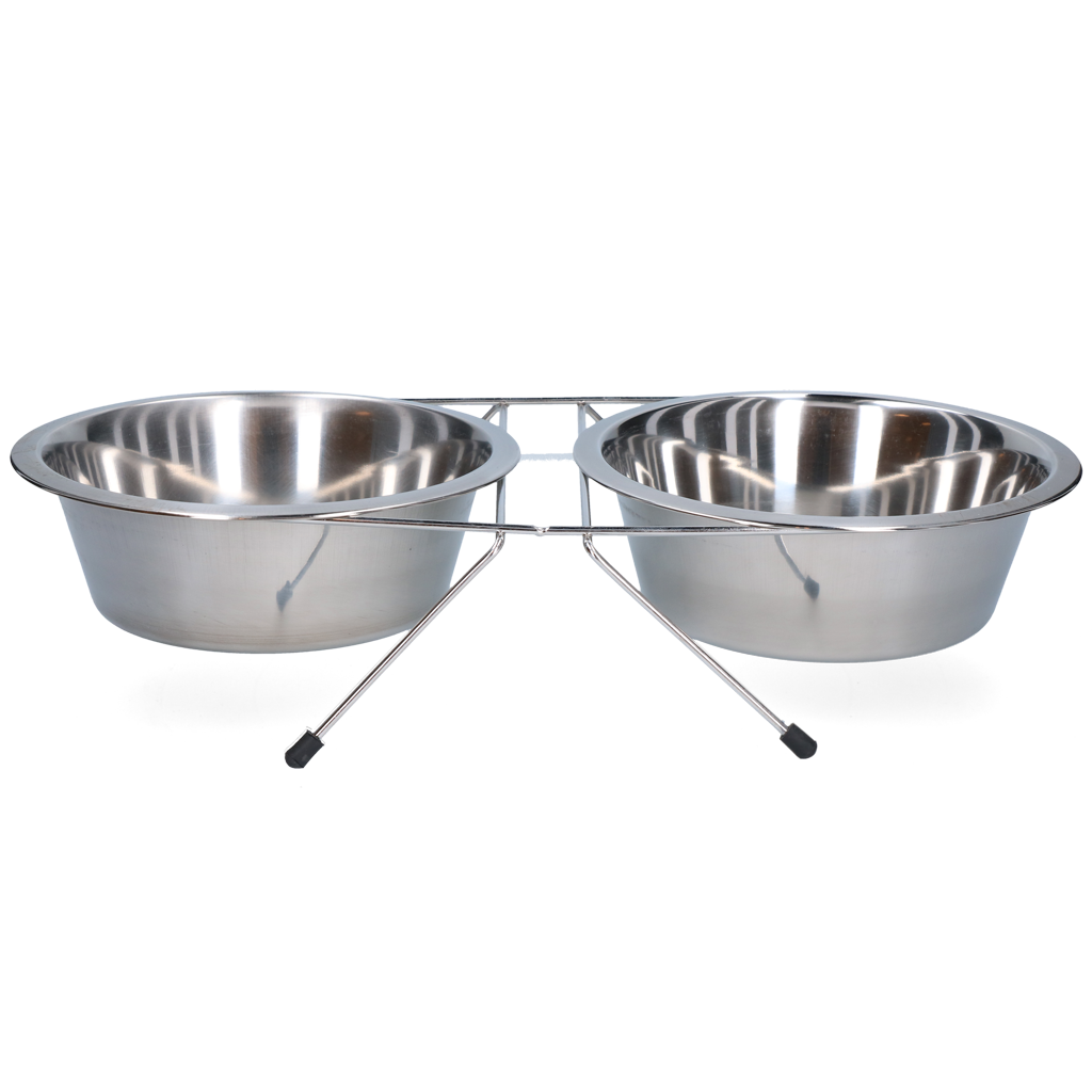 Food and drinking bowl stainless steel with stand Ø 21 cm (1750 ml)