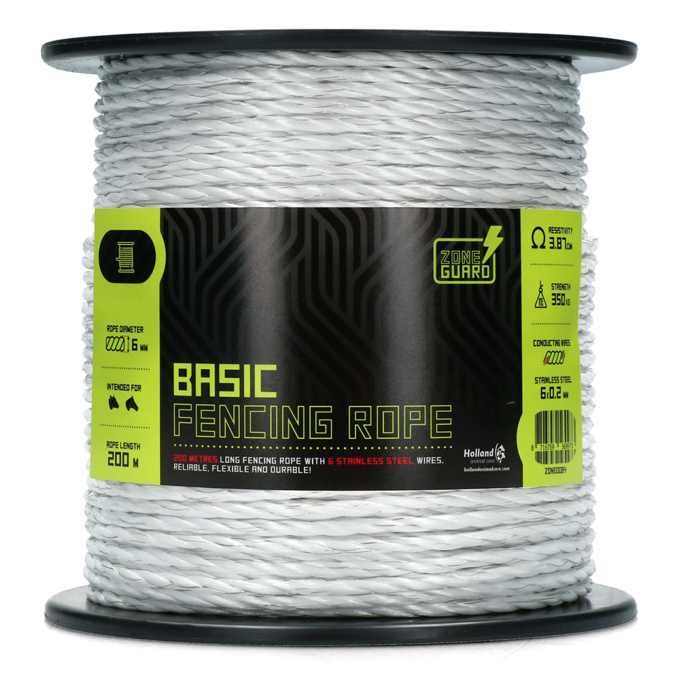 ZoneGuard 6 mm Basic fencing rope white 200 m