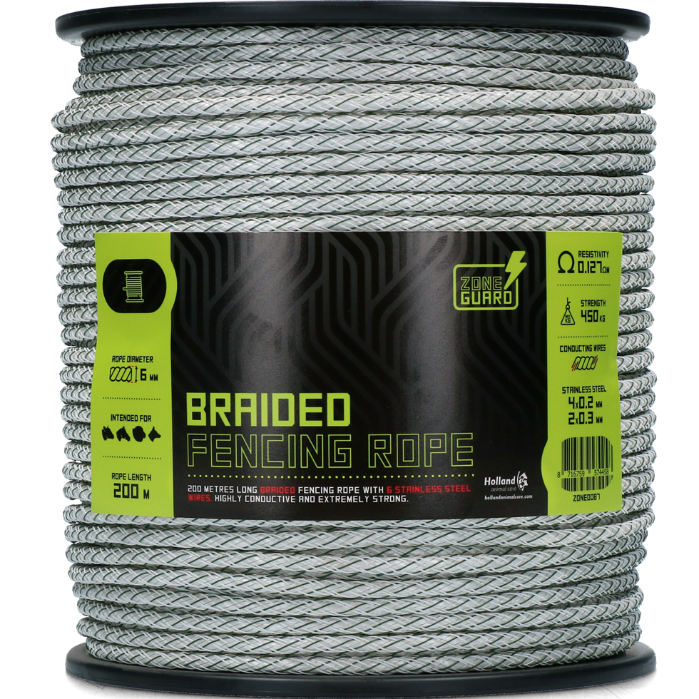ZoneGuard 6 mm braided fencing rope white and green 200 m