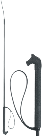 Riding crop 90cm black with horse-head-shaped PVC grip - Image 2