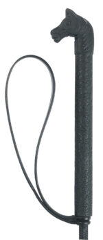 Riding crop 90cm black with horse-head-shaped PVC grip - Image 3