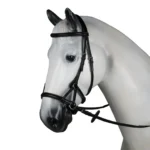 Horze Leather Sidepull Bitless Bridle DENVER - Black (PONY, XFULL)